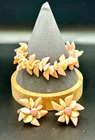 VINTAGE MIRIAM HASKELL BRACELET & EARRINGS PINK & WHITE SHELL SILVER TONE SIGNED