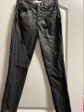 Kancan Black Faux Leather Women Skinny Pants High Rise Ankle 5 Button Sz 5/26