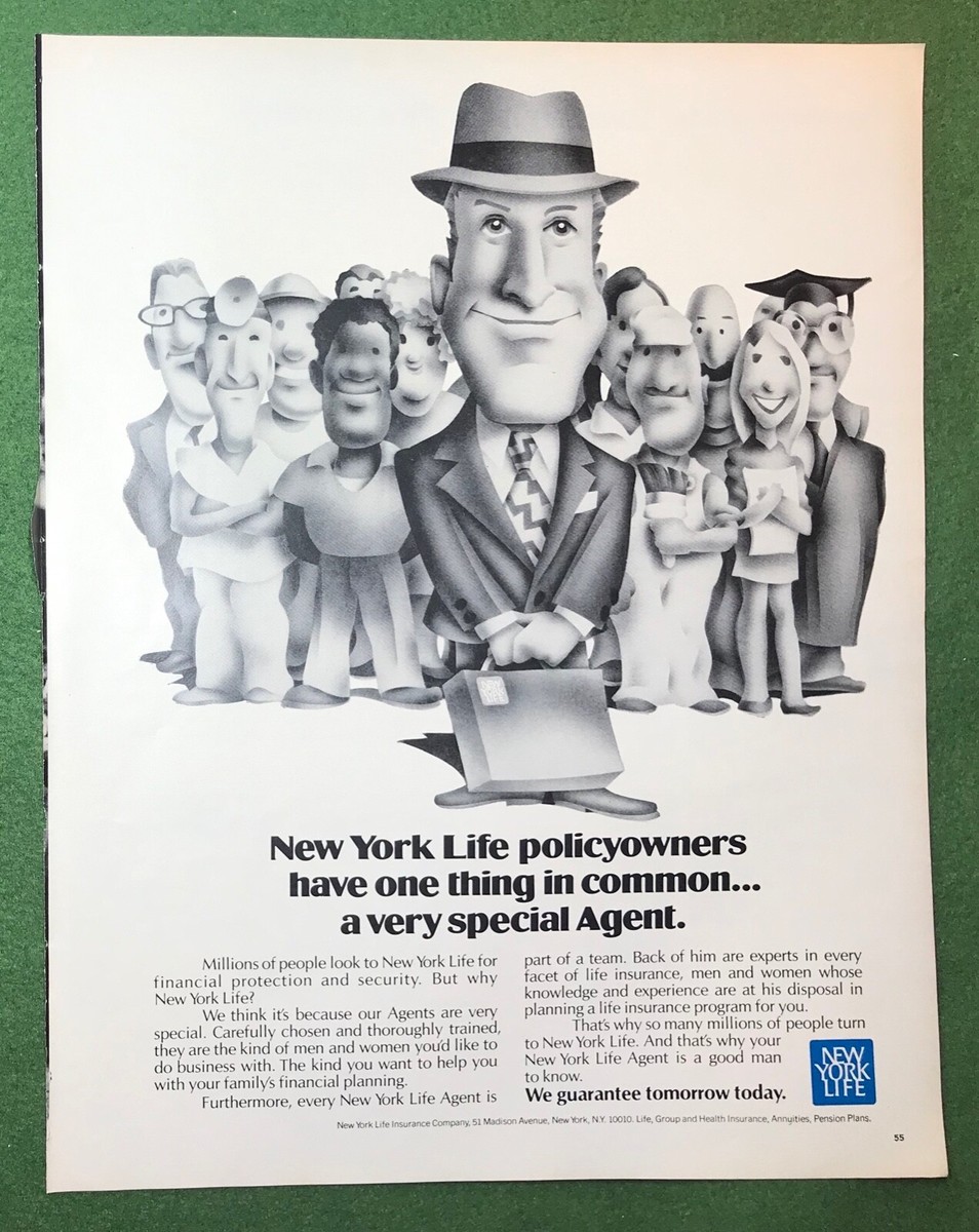 vintage 1970s large size magazine ad NEW YORK LIFE insurance company