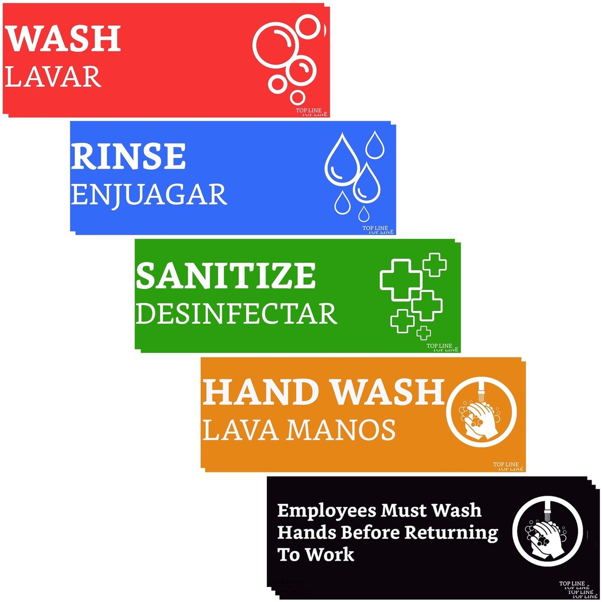 Wash Rinse Sanitize Sink Labels Signs with Wash Hands Sign 12