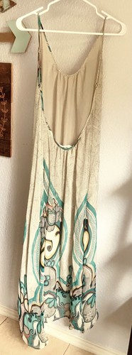Olivaceous Open Back Printed Maxi Silk Dress S - Picture 5 of 12
