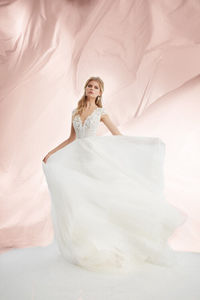 Hayley Paige 1753 Dakota Wedding Dress Gown 8-12 Ivory Marrakesh Beaded Tulle