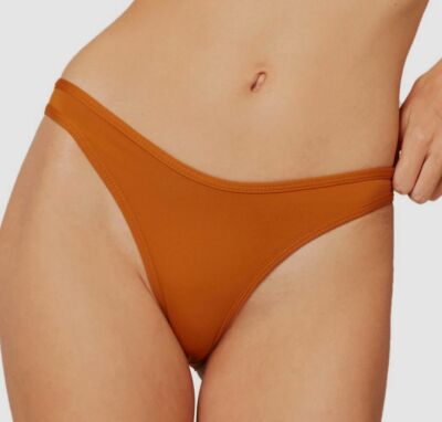$79 L*Space Women Brown Stretch Whiplash Bikini Cheeky Bottoms Swimwear Small