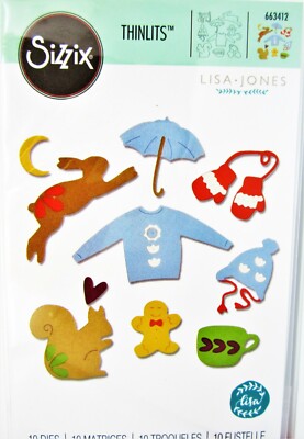Winter Elements Sizzix Thinlits Thin Metal Die Set 663412 NEW! Bunny Squirrel +