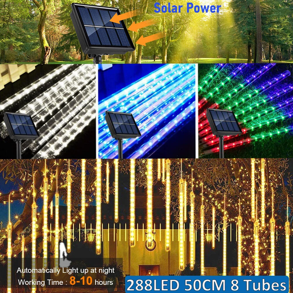 288 LED Solar Lights Meteor Shower Rain Tree String Light Outdoor Garden Party
