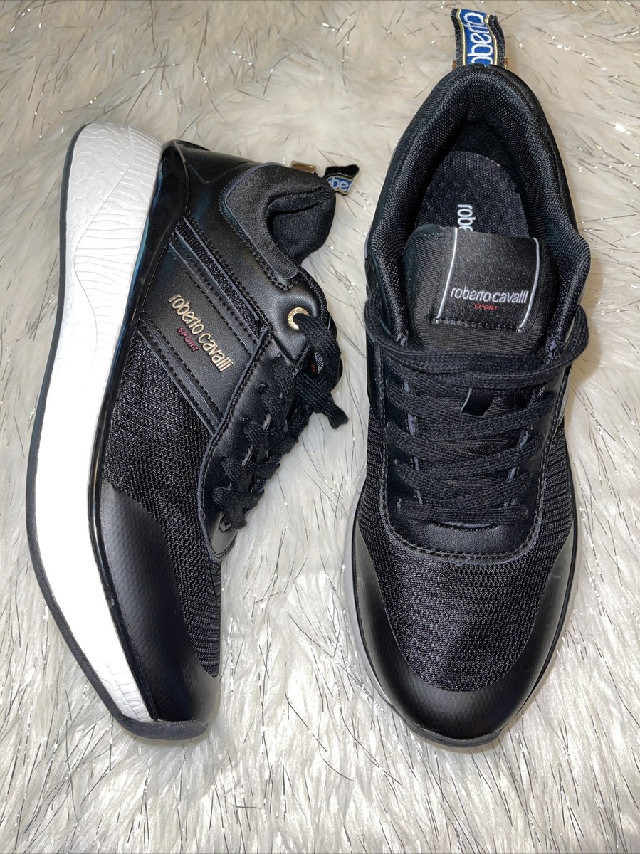 roberto cavalli 黒 レース 40 イタリア製 Roberto Cavalli Sports Sneakers Lace Up Shoes Black New sz 43 us