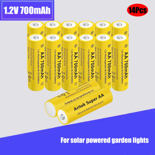 4/8/12/14/20Pcs 1.2V 700mAh NiCd AA Rechargeable Battery for solar powered light - Picture 1 of 8