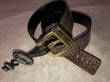 Steve Madden Women's Reversible Belt BROWN CROC Print Size M New NWT