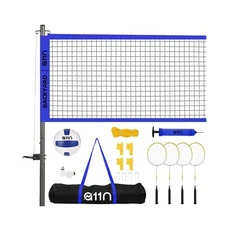 A11N Outdoor Volleyball and Badminton Combo Set - Includes Adjustable Height ...