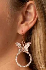 Paparazzi Paradise Found - Gold - Butterfly Earrings