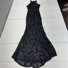 Love  Lemonade Black Sleeveless Mock Neck Sequin Formal Dress Women  s Size S