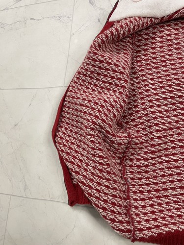 Vintage LL Bean Womens Red White Bird Eye Norwegian Full Zip Distressed Sweater - Picture 9 of 17