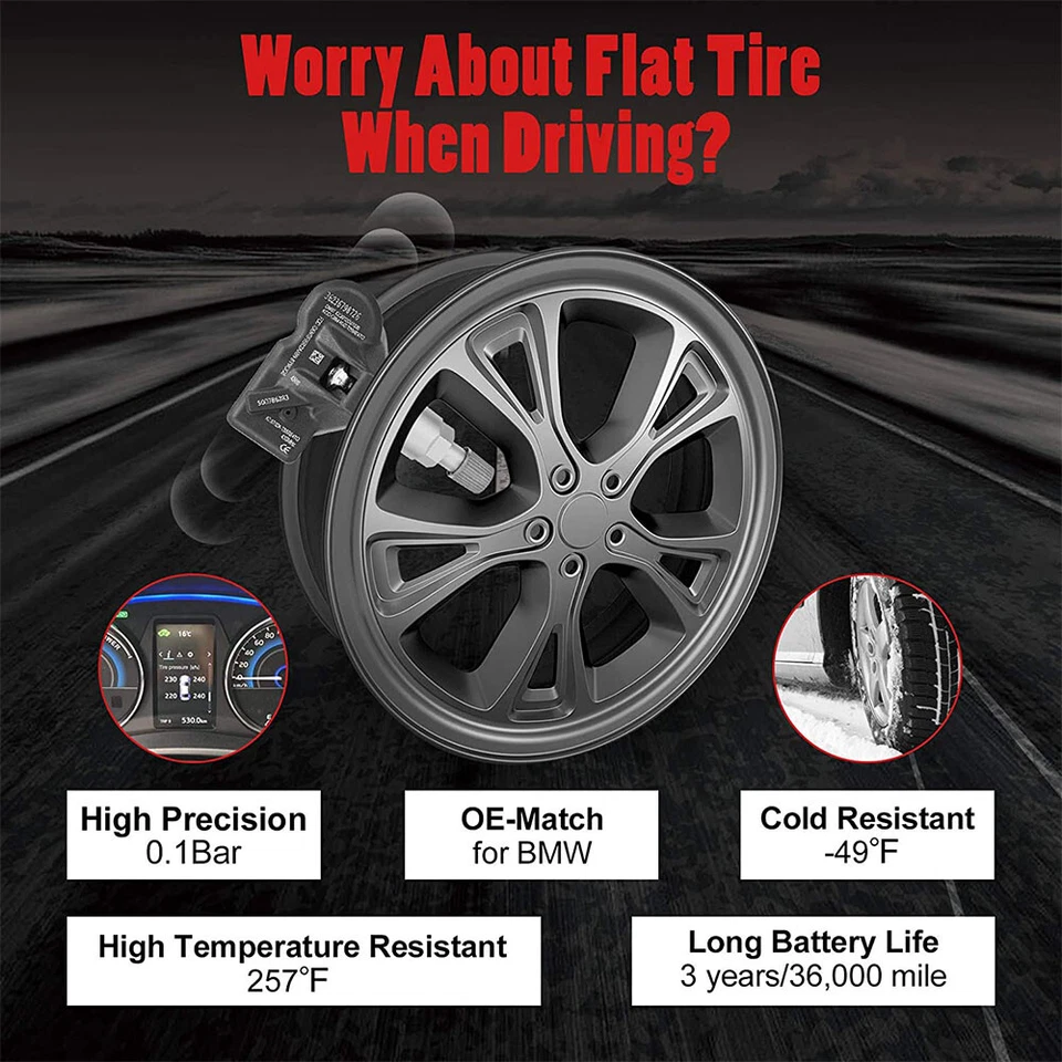 4PCS TPMS Tire Pressure Sensor For 2006-2010 BMW M6 36236779490 - Image 4 of 4