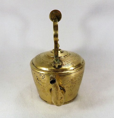 Vtg. Solid Brass Handmade Teapot Kettle Hammered Decoration Riveted Gooseneck - Picture 4 of 12