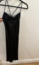 Vera Wang Intimates Black Midi Slip Dress Mesh Detailing And Open Back Size M