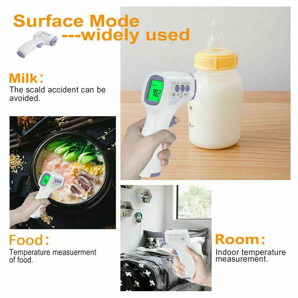 Termómetro infrarrojo digital sin contacto frente cuerpo IR termómetro bebé adulto Foto 4 de 4