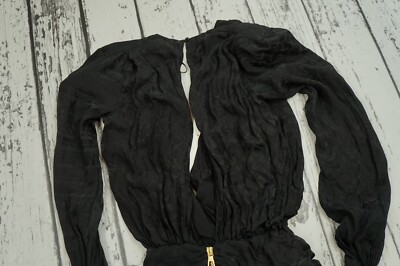 Balmain H&M Silk Jacquard Draped Mini Dress Size US 2 EUR 32 Long Sleeve  Black | eBay
