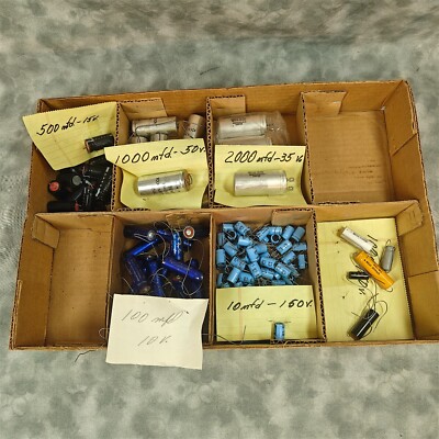 Vintage Assorted Capacitors Lot 500-2000 MFD Various Brands and Values