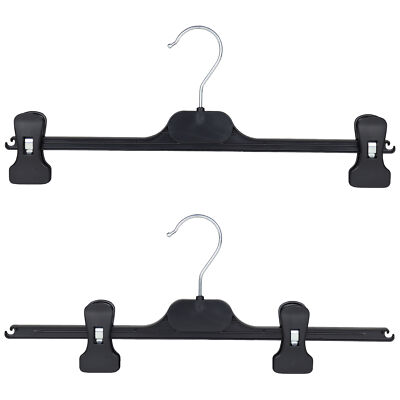Cintre Extensible Plastique Noir Pour Pantalons & Jupes 36-51cm Avec Ressort - Lot Pratique