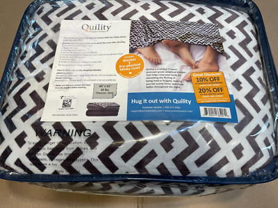QUILITY 86'' x 92'' 7 Layer 30 LBS Heavy Weighted Minky Blanket Chevron Grey King