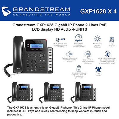 Grandstream GXP1628 Bundle of 4 Gigabit IPphone 2 Lines PoE LCD display HD New 
