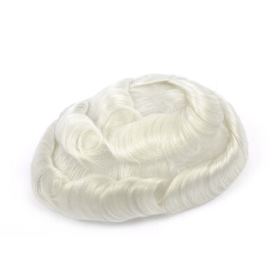GEX Mens Toupee HairPiece V-loop 0.04mm Thin Skin Human Hair Replacement System