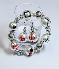 Mah Jongg Jewelry Glass Beaded Stretch Bracelet Earring Woman Gift Free Ship