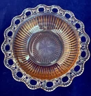 Vintage Anchor Hocking Glass Bowl Open Lace Edge 9.5” Depression Era Design