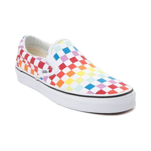Vans Slip On Rainbow Checkerboard classic shoe sneaker pride unisex Women's size | eBay