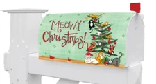 Meowy Christmas Cat Tree Magnetic Mailbox Cover Only