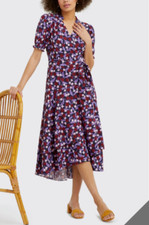 Draper James Midi Dress Medium Colorful Floral Short Sleeve Washable EUC