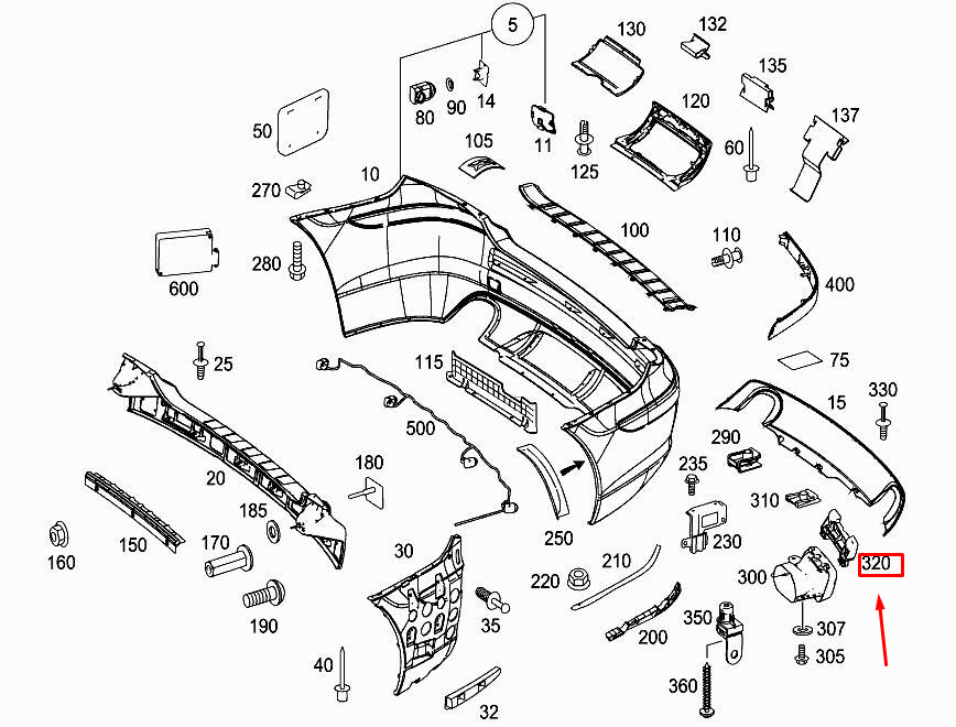 Pare-chocs arrière gauche pour Mercedes-Benz R W251 A2518850914