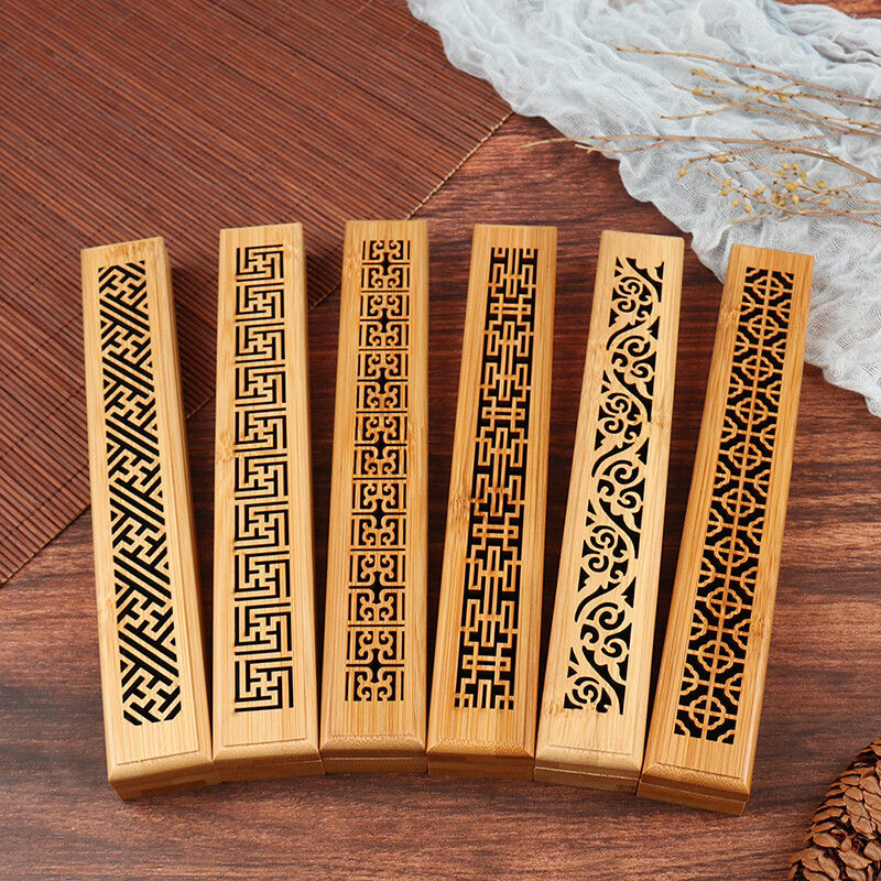 Bambou Bamboo Wooden Encens Stickder Burning Joss Insence Box Burner