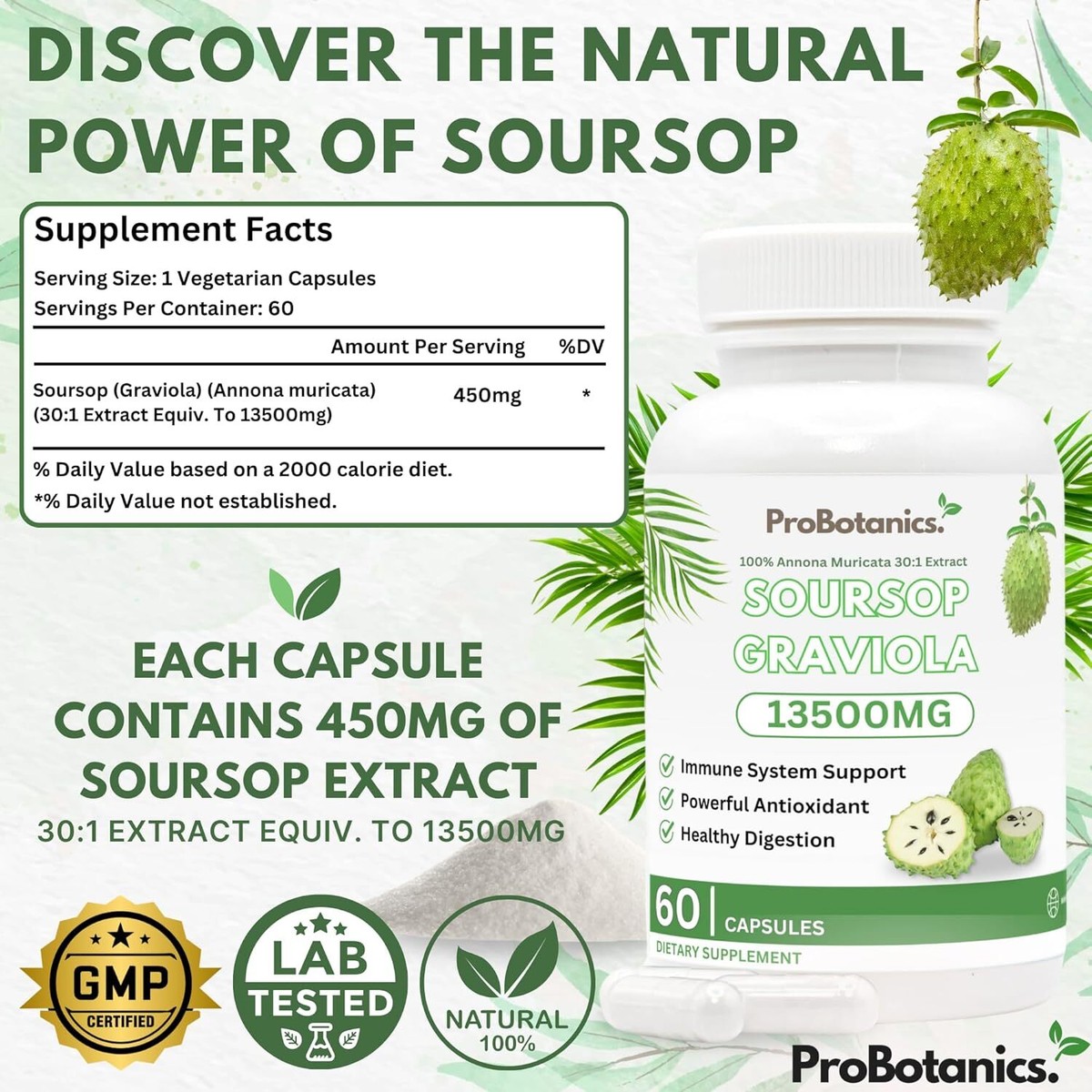 1950mg Di Soursop Graviola Capsule Di Foglie Organiche In Polvere Ricche Di Pote - Foto 11