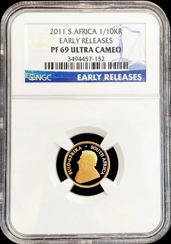 2011 GOLD SOUTH AFRICA 1/10 OZ KRUGERRAND COIN NGC PROOF 69 ULTRA CAMEO