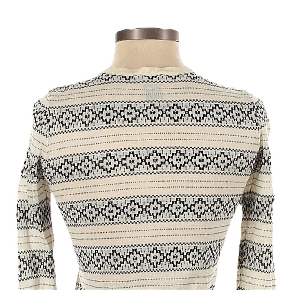 Ann Taylor Factory Lightweight Ivory Fair Isle Button Front Cardigan