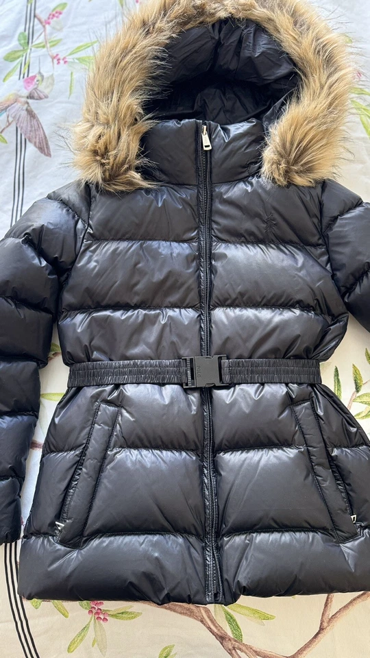 女孩 Ralph Lauren 黑色狐狸毛皮羽绒夹克,尺寸 L(12-14)。 Approx 150 保修和延长保修 — 第 2/4 张图片
