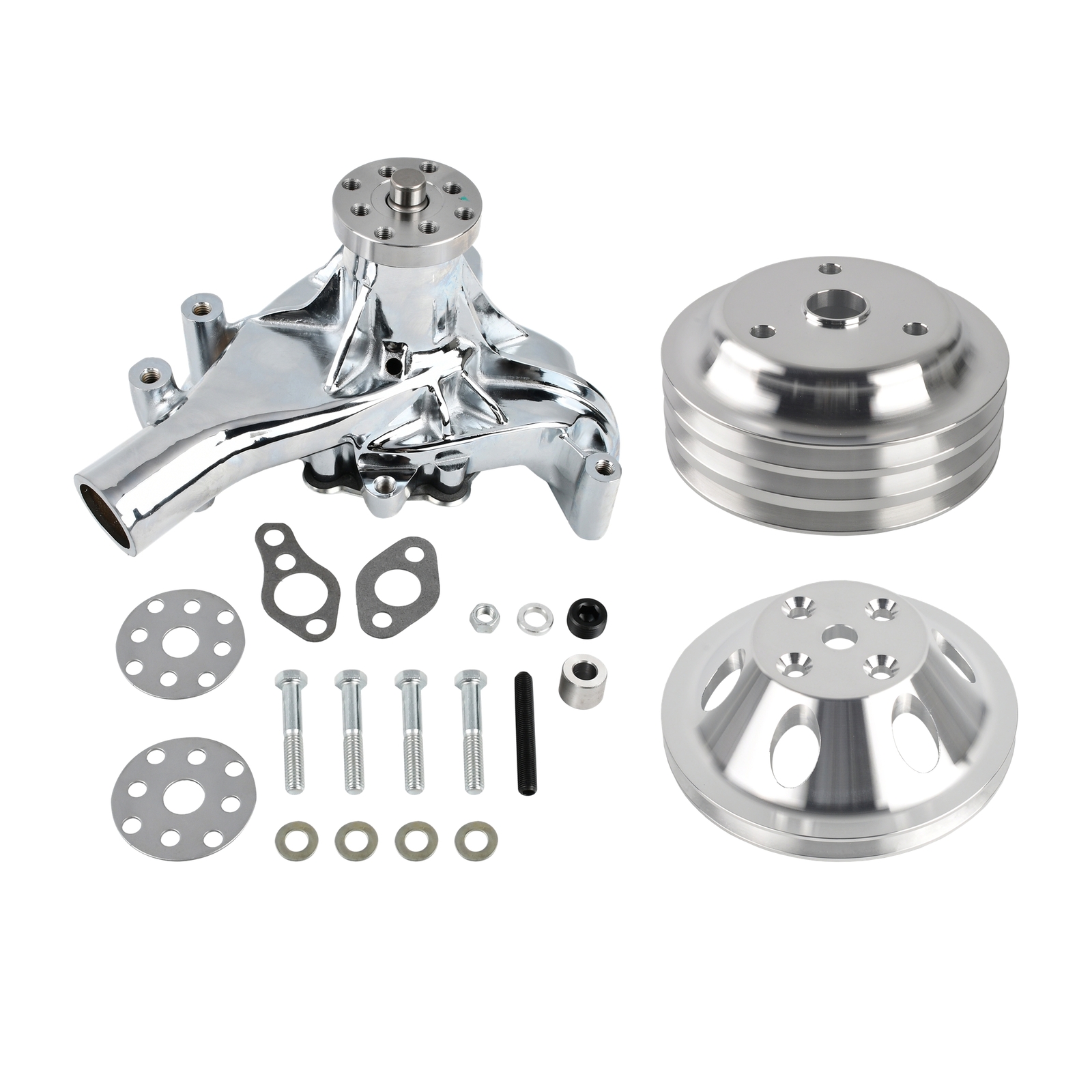 High Performance Water Pump LWP Pulley 3-Groove Crank Pulley for Small Block Chevy