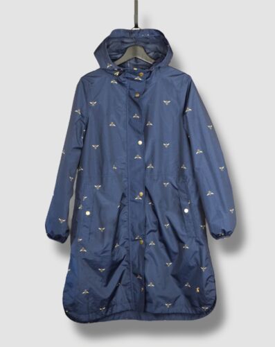 Joules Waybridge Bee Relaxed Fit Packaway Waterproof Coat Navy Size UK 10