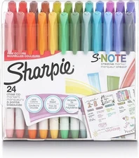 SHARPIE S-Note Creative Markers Highlighter Assorted Colors Chisel Tip, 24 Count