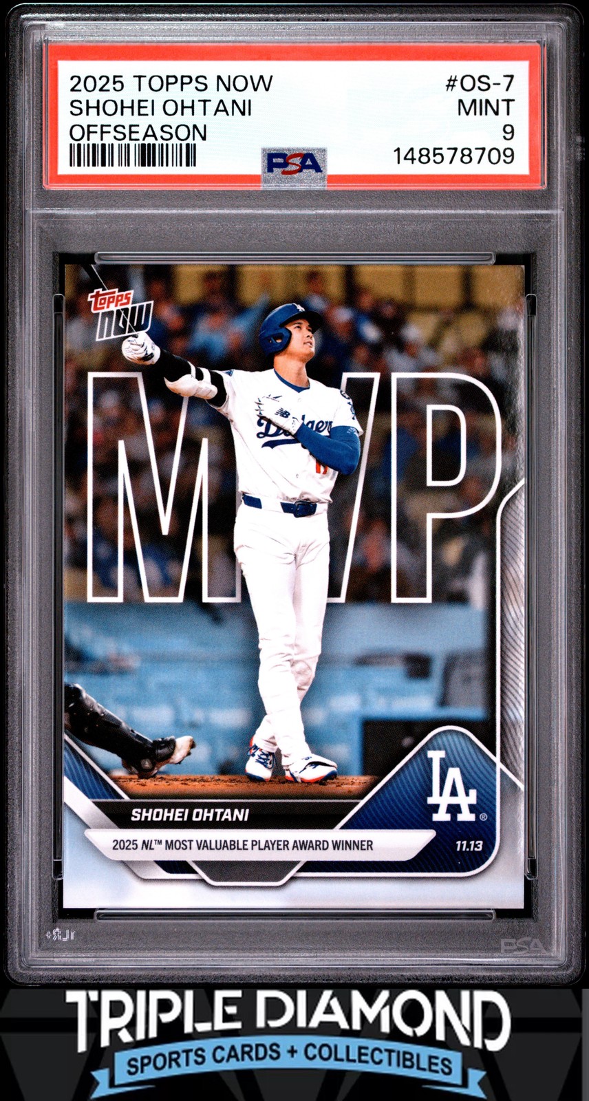 2025 Topps Now #OS-7 Shohei Ohtani Offseason LA Dodgers PSA 9 AD276 view 1