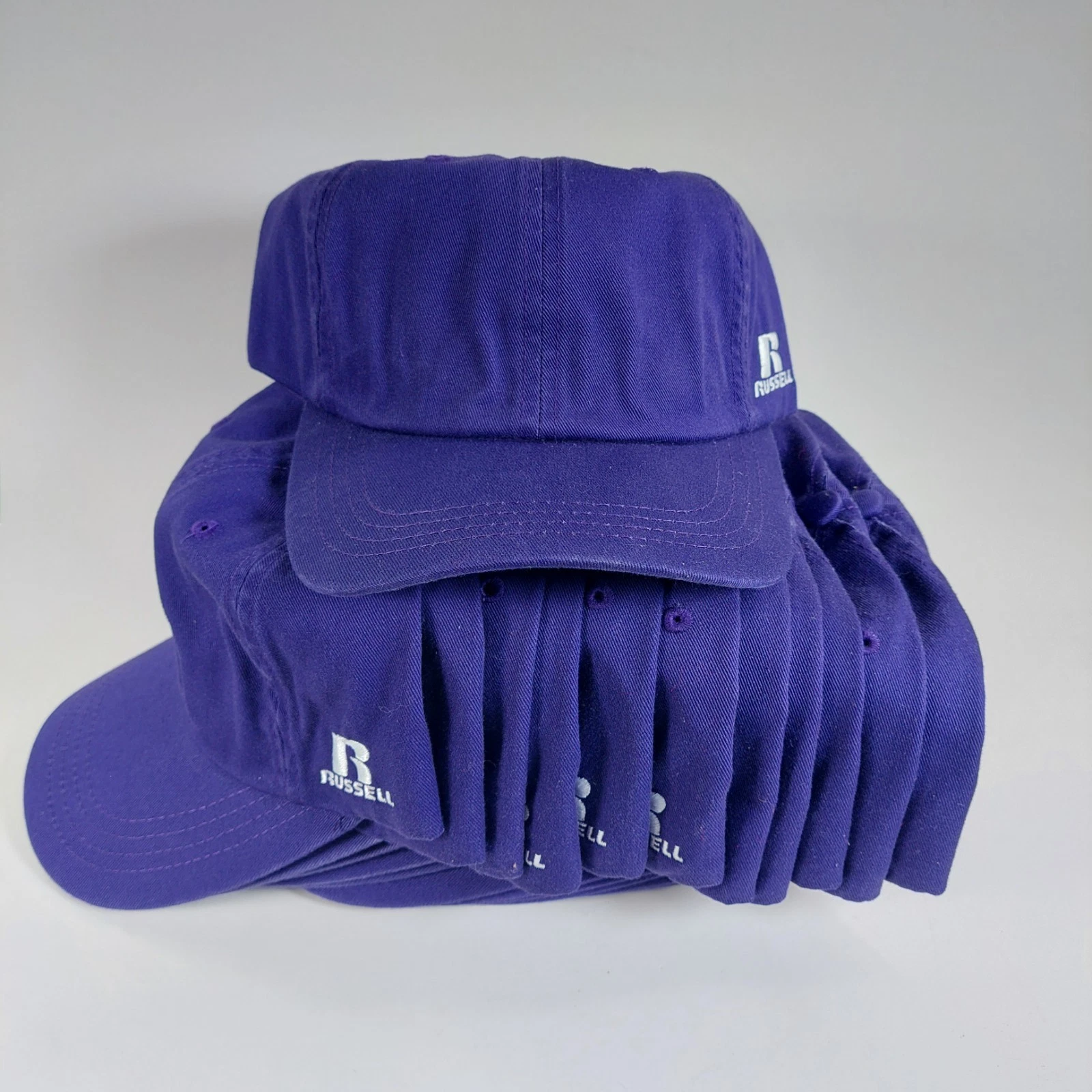 Lot of 12 Vintage Russell Athletic Blank Plain Hat Strapback Dad Cap Purple