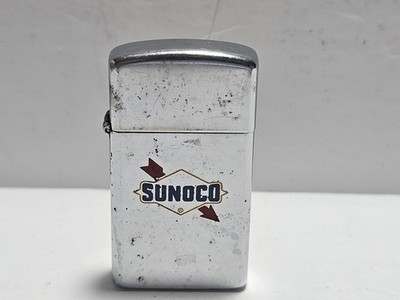 Vintage 1981 Zippo Sunoco Gas Slim Lighter RARE 
