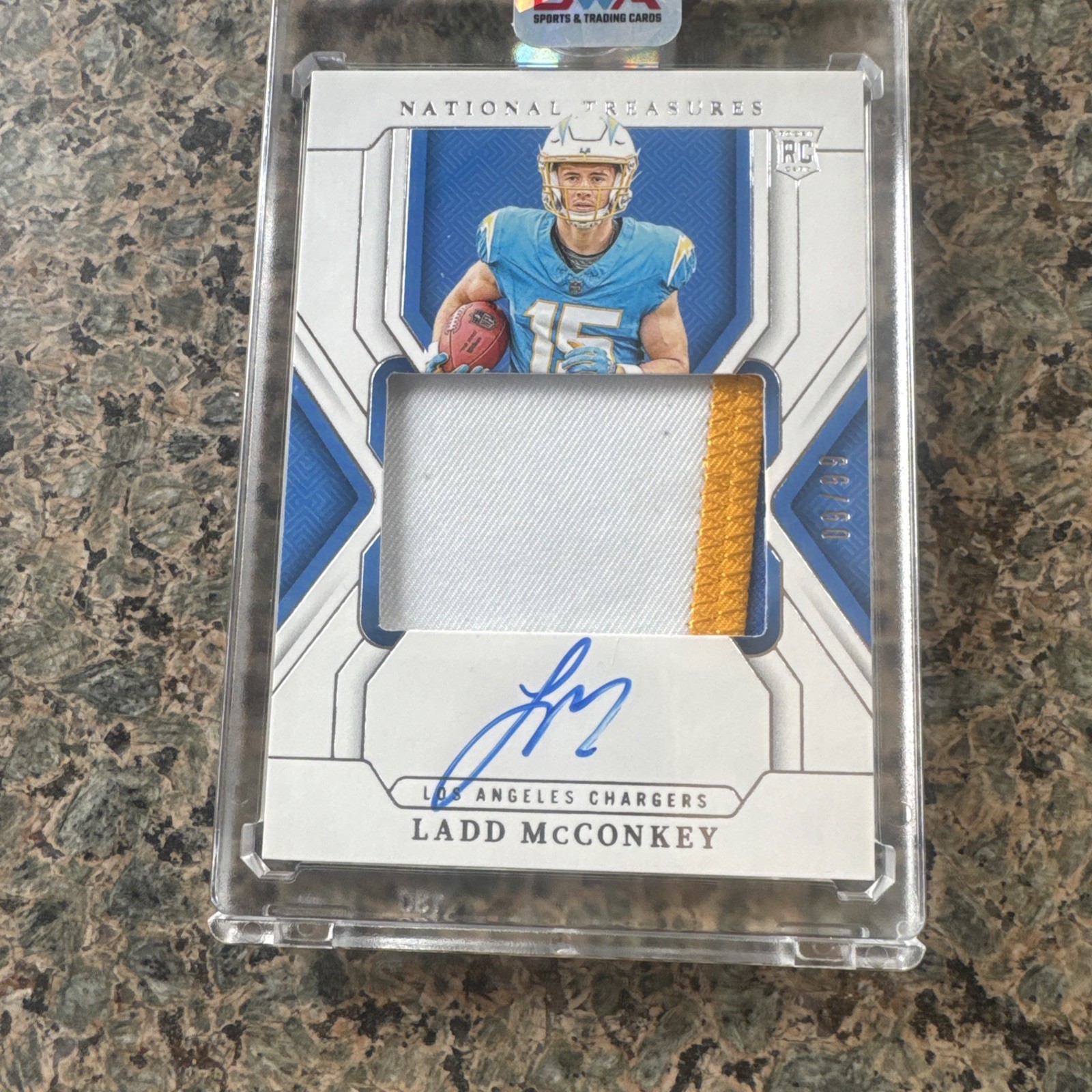 Ladd McConkey 2024 National Treasures Rookie Patch Auto TRUE /99 - Chargers RPA