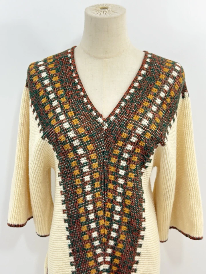 VTG 70s JC Penney Womens Sweater Tunic Flare Bell Sleeves Rare Hippy Boho - Image 2 of 4