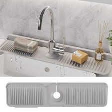 WAFT YEARN 24X5 Inch Silicone Durable Faucet Mat Kitchen Sink 24" x 5", Gray