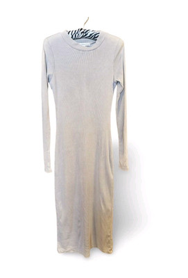 Young Fabulous & Broke Long Sleeve Maxi Ribbed Dress Gray Tie Dye Distressed S