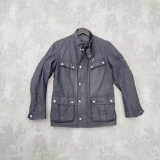 Barbour International Duke Wax Jacket Men's Small Navy Quilted Motorcycle Snap 