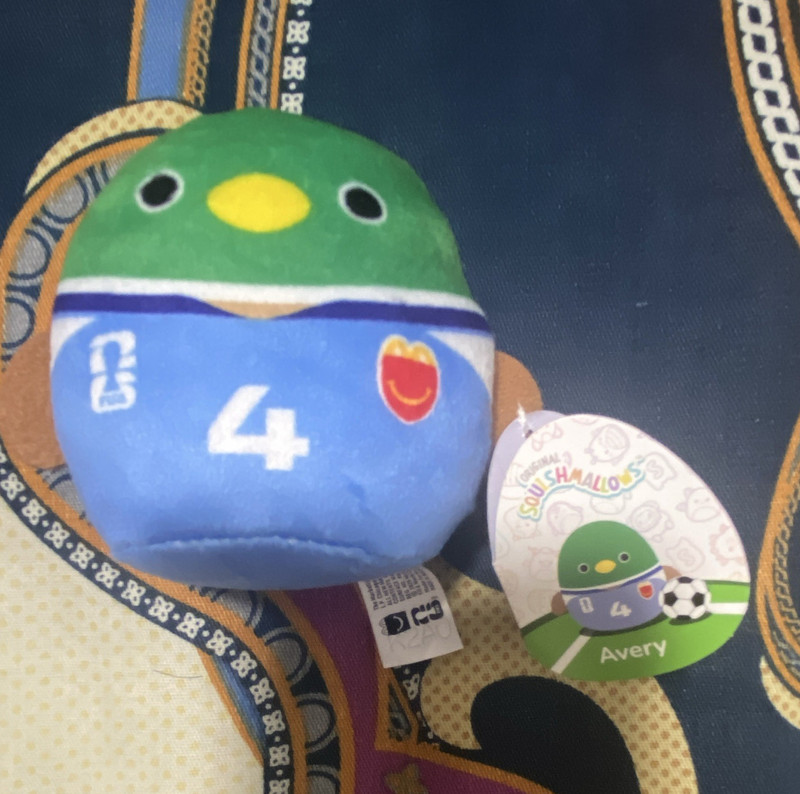 Avery Green Bird Plush Stuffed Animal with Tag Blue Jersey #4 Cute Collectible