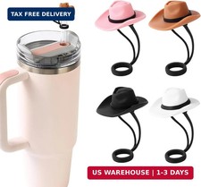 HOMDSG 4 Pack Silicone Cowboy Hat Straw Covers Cap Compatible with Stanley Cup 3